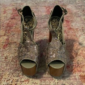 Sequin platform heels